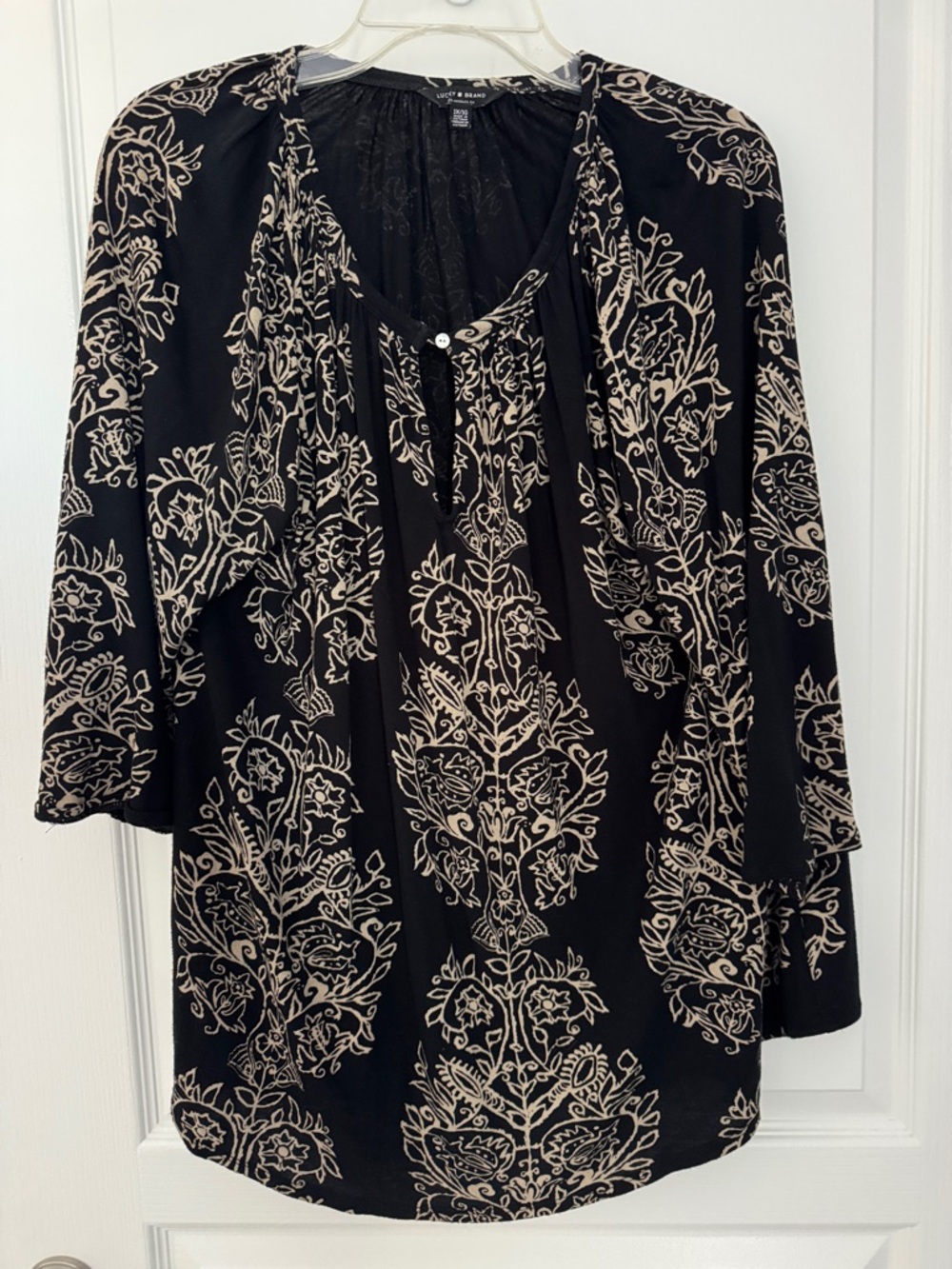 Lucky Brand Black Tunic with Cream Floral Print